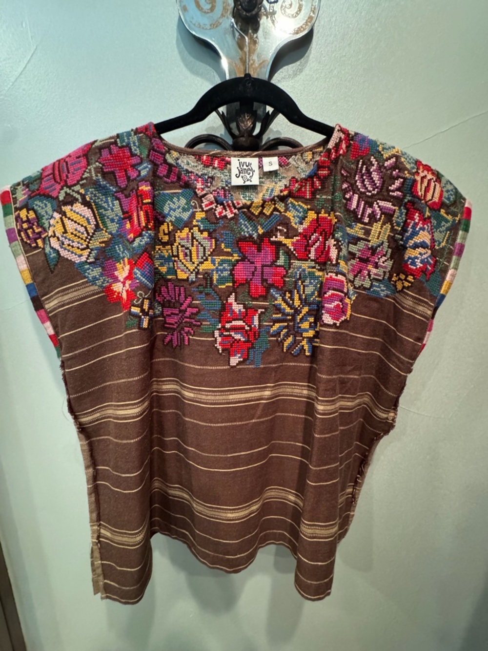ivy jane Brown Tunic with Multicolor Floral Embroidery